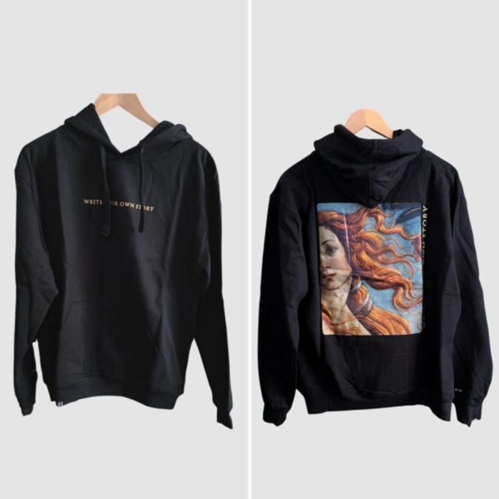 Never Old "Write Your Own Story" Hoodie Sweatshirt Black, NWT-Small